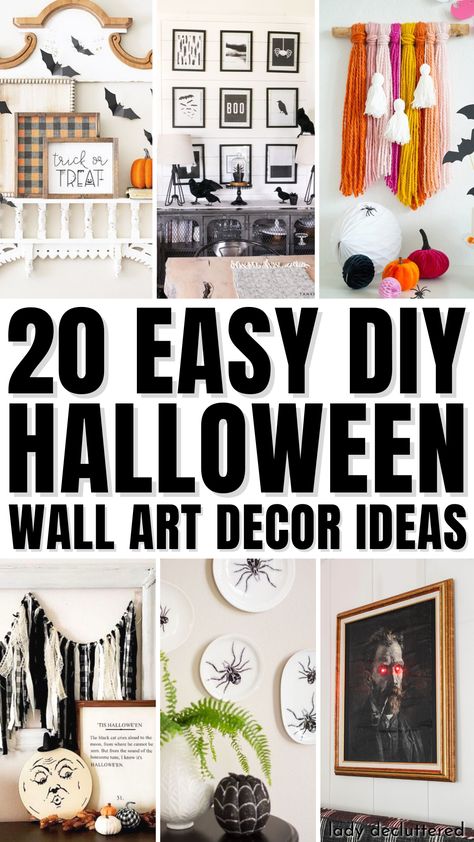 20 Easy DIY Halloween Wall Art Decor Ideas Blank Wall Halloween Decorations, Diy Wall Halloween Decorations, Diy Frame Wall Decor, Halloween Diy Wall Decor, Halloween Wall Decor Ideas, Diy Halloween Wall Decorations, Halloween Canvas Art Diy, Halloween Wall Art Diy, Diy Halloween Wall Art