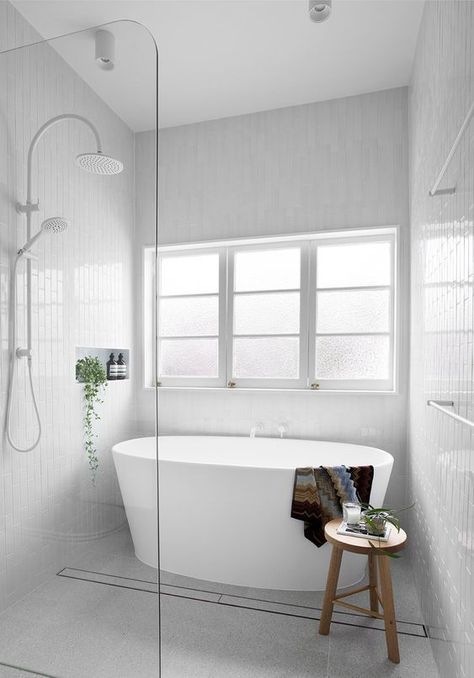 If you’re remodeling your bathroom, you have most likely noticed that “wet rooms” are all the rage. And if you’ve seen images of wet rooms, we’re sure you understand why. They are not only complete showstoppers that inspire instant bathroom-envy, but they are also extremely functional and a great way to add value to your home. Bath In Shower Area, White And Grey Bathroom, Wet Room Ideas, Wet Room Bathroom, Shower And Bath, Sweet House, Grey Bathroom, Wet Room, Bathroom Redesign