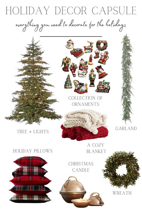 A collection of the most important items to include in your Christmas decor to easily transform your home for the holidays. Heritage Christmas Decor, Canadian Christmas Decorations, Moody Christmas Living Room, Christmas Decor Classic, Cool Things To Collect, Christmas Decor With Red, Yule Diy, Happy Yuletide, December Decor