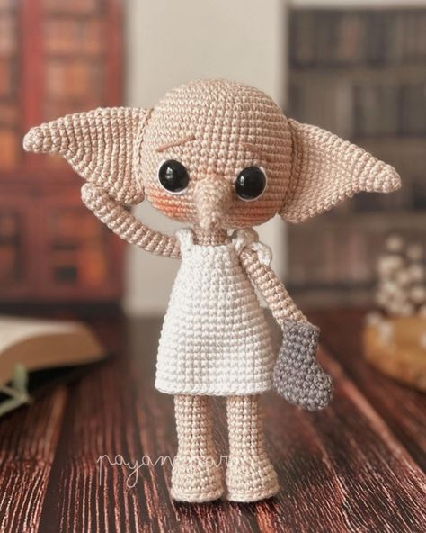 Dobby Amigurumi Pattern Free, Crochet Dobby Pattern Free, Dobby Crochet Pattern, Crochet Dobby, Dobby Is Free, Dobby The Elf, Amigurumi Harry Potter, Free Dobby, Harry Potter Crochet