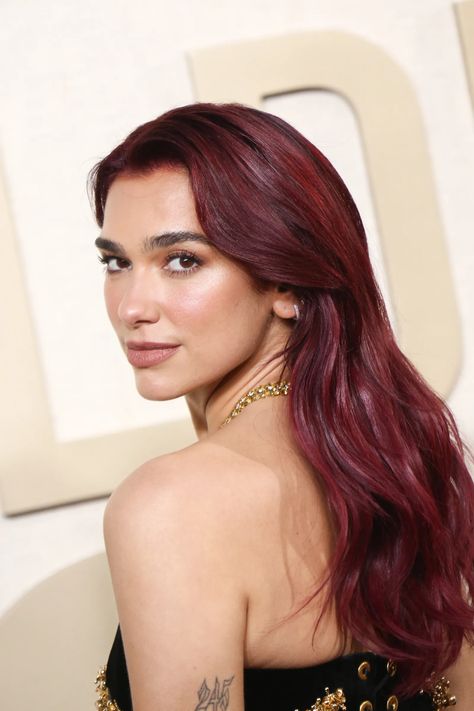 Dua Lipa’s New Red Hair Took More Than 10 Hours to Achieve — Interview | Allure Red Hair Celebrities, Cherry Cola Hair, Cherry Red Hair, Wine Red Hair, Skai Jackson, Red Hair Inspo, Wine Hair, Cherry Hair, Red Carpet Hair