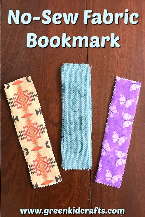 DIY no-sew fabric bookmark craft for kids. Fabric craft for kids. Make as homemade gifts for Mom, Dad and friends. #DIYforkids #bookmarksforkids #homemadegiftsfordad Fabric Crafts For Kids, Mindful Activities For Kids, Subscription Box Ideas, No Sew Projects, Fabric Bookmarks, Gift Party Ideas, Bookmarks Diy, Fabric Crafts Diy, Diy Fabric Crafts