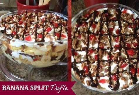 Serves 8-10 (or just me and one other, I do share after all) Banana Split Trifle, Peanut Butter Fudge Cake, Angel Food Cake Mix, Fruit Salad With Marshmallows, White Chocolate Raspberry Cheesecake, Fast Desserts, Chocolate Raspberry Cheesecake, Angel Food Cake Mix Recipes, Trifle Dish