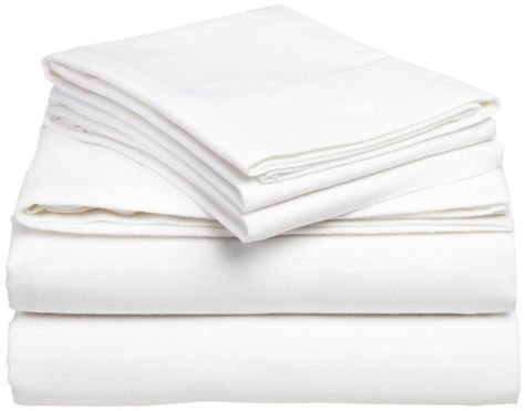 Amazon.com - Clara Clark 100-Percent Egyptian Cotton Flannel 4-Piece Bed Sheet Set, Queen, White - Pillowcase And Sheet Sets  $48 Pillow Case Crafts, Hotel Bed Sheets, Triple Bed, Wholesale Bedding, White Bed Sheets, Hotel Linen, Hotel Sheets, Best Sheets, White Sheet