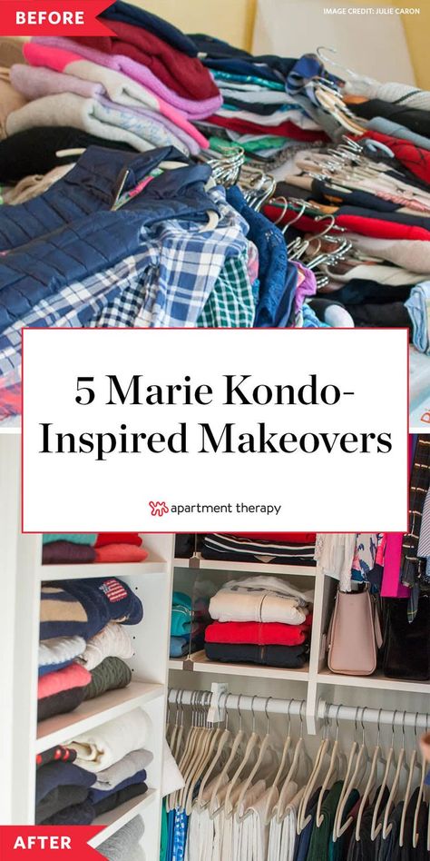 Marie Kondo KonMari Makeovers - KonMari Decluttered Before and Afters | Apartment Therapy Marie Kondo Organizing Closet, Konmari Closet, Konmari Organizing, Bedroom Organizing, Marie Kondo Organizing, Closet Hacks Organizing, Konmari Method, Out Of The Closet, Marie Kondo