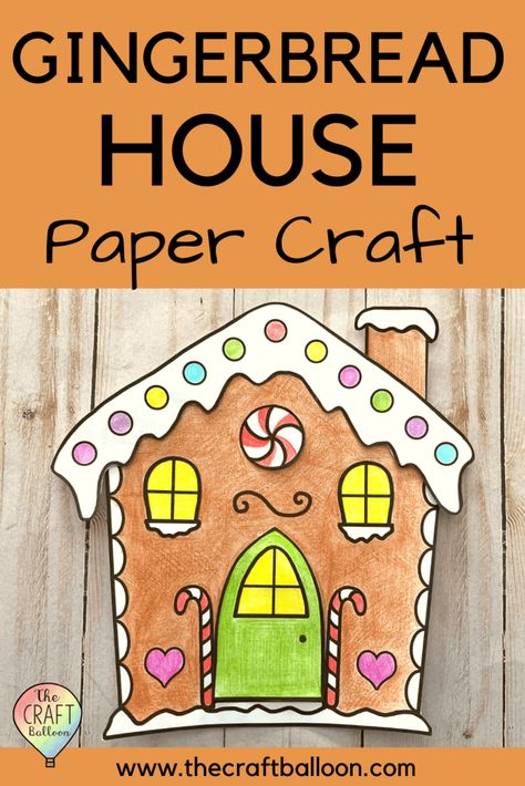 Gingerbread paper craft Gingerbread House Craft Preschool, Gingerbread Crafts For Kids, Gingerbread House Craft For Kids, Gingerbread House Printable, Gingerbread House Paper, Gingerbread Activity, House Paper Craft, Paper Gingerbread House, Gingerbread House Template Printable