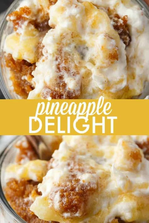 Pineapple Delight Dessert, Recipes Pineapple, Delight Dessert, Pineapple Dream Dessert, Pineapple Delight, Pineapple Dessert Recipes, Pineapple Desserts, Fluff Desserts, Pineapple Recipes