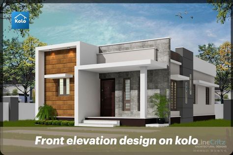 frontelevation, koloapp, exterior, kerala Home Front Elevation Design, Minimalis House Design, Home Front Elevation, Flat House Design, Front Elevation Design, Single Floor House Design, Small House Elevation, Small House Front Design, Modern Small House Design