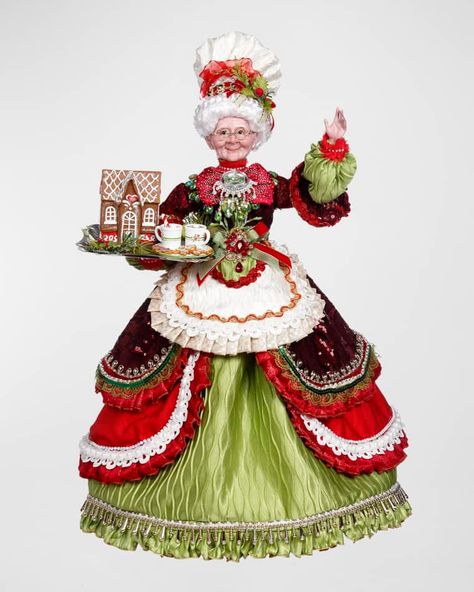 HF6CE Mark Roberts Mrs. Claus Celebrity Chef Figurine, 24" Arched China Cabinet, Mark Roberts Santa, Mark Roberts Christmas, Elf Yourself, Mark Roberts, Santa Decorations, Celebrity Chef, Unique Faces, Polyester Resin