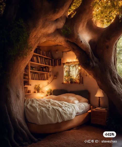 Fairy House Interior, Fairy Bedroom, Magical Room, Dream Bedroom Inspiration, Cool Room Designs, Cabin Aesthetic, Earthship Home, Fantasy Rooms, Cute Bedroom Ideas