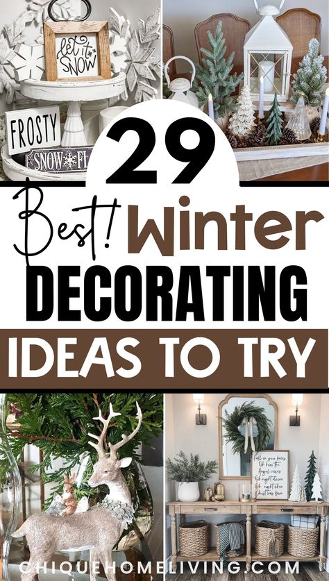 29 Winter Decor Ideas to Cozy Up Your Home! ❄️ Transform your space into a warm, inviting retreat this season with these creative ideas. Add cozy vibes with chunky knit blankets, faux fur throws, and soft neutral pillows. Incorporate natural elements like pinecones, birch logs, and evergreen garlands for a rustic touch. Use candles and string lights to create a magical winter glow. Highlight seasonal details like snowflake ornaments, frosted wreaths, or winter-inspired wall art. Whether you pref Winter Bread Bowl Decor, Winter Dough Bowl Ideas, Brown Winter Aesthetic, Winter Mantels After Christmas, Winter Dough Bowl Decor, Winter Home Decor After Christmas, Home Decor After Christmas, Winter Decorating After Christmas, Non Christmas Winter Decor