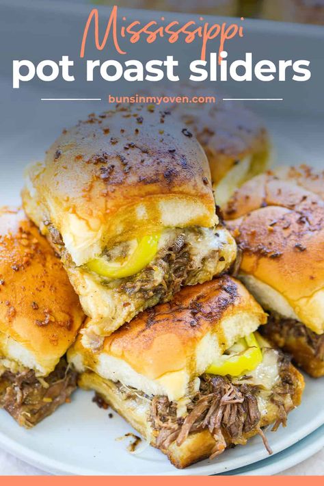 Mississippi Roast Sliders, Mississippi Pot Roast Sliders, Mississippi Sliders, Roast Sliders, Pot Roast Sliders, Sweet Hawaiian Rolls, Pot Roast Sandwiches, Sliders Recipes Hawaiian Rolls, Roast Beef Sliders