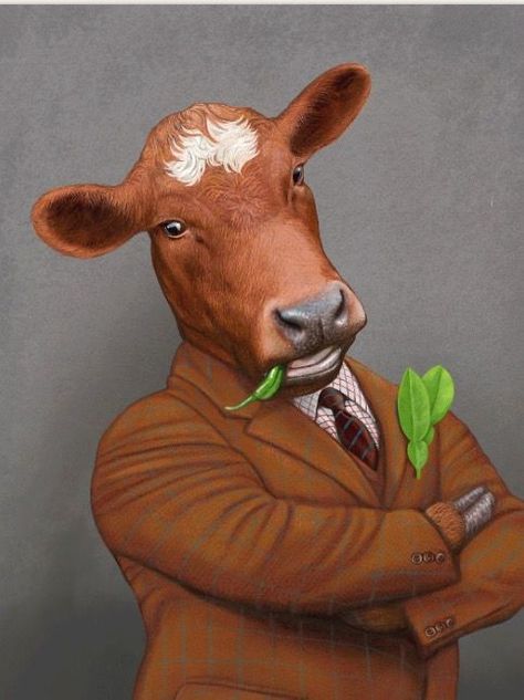 BOB VENABLES Portraiture Art, Cute Animal Drawings, Animal Fashion, Animal Paintings, Animal Drawings, Animal Art, Funny Animals, Moose Art, Cow