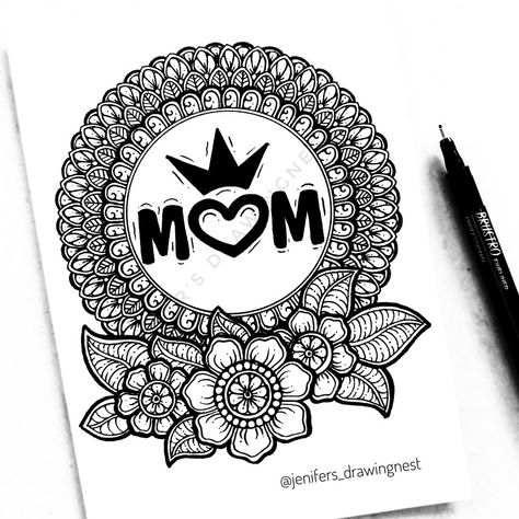 Mother's day special mandala art Mandala Art For Mom, Mandala Art Name Design, Mother Mandala Art, Simple Easy Mandala Art For Beginners, Mom Mandala Art, Mother's Day Mandala Art, Mom Art Drawing, Mandala Art Simple Easy For Beginners, Mothers Day Drawings Easy