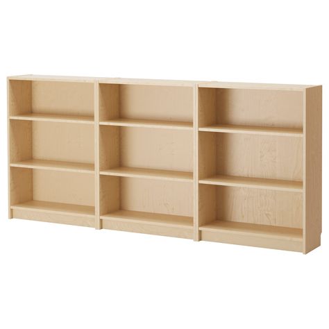 Half Wall Ideas, Ikea Bookshelf, Low Bookshelves, Ikea Bookcase, Ikea Inspiration, Ikea Bookshelves, Ikea Living Room, Ikea Billy Bookcase, Birch Veneer