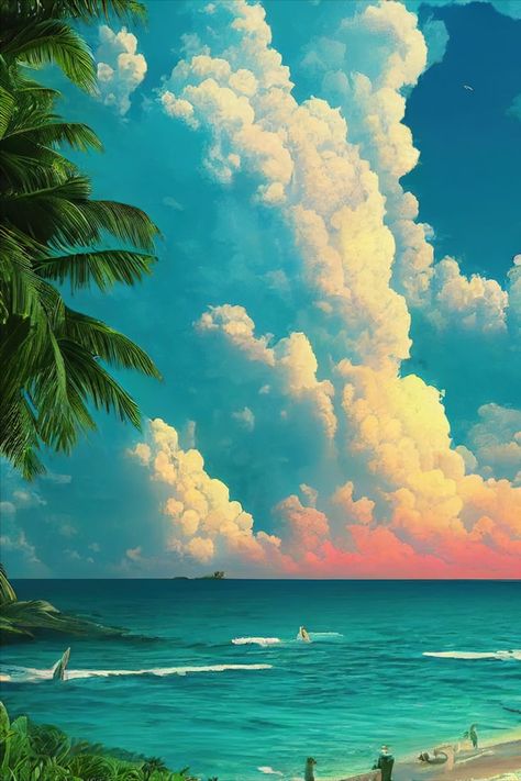 Barbados Beach, Barbados Beaches, Dramatic Clouds, Sunset Artwork, Tropical Painting, Beach At Sunset, Caribbean Beaches, By The Ocean, Cloud Painting