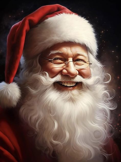 Art Images Pictures, Santa Claus Pictures, Colourful Wallpaper Iphone, Santa Art, San Nicolas, Painted Hats, St Nicolas, Jolly Santa, Christmas Scenes