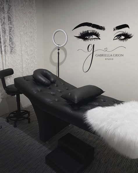 Eyelash Extension Room Decor, Lash Studio Decor Ideas, Lash Room Decor Small Spaces, Black Lash Room, Studio Lash Designer, Lash Studio Decor, Studio Lashes, Lash Aesthetic, Coming Soon Design