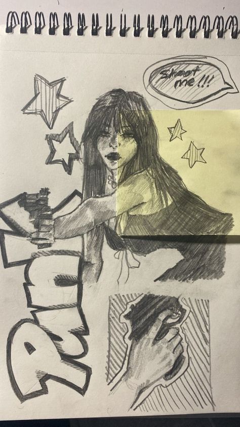 Graffiti Style Sketch, Y2k Art Drawing Sketch, Mugshot Drawing, Drawing Ideas Y2k, Y2k Sketches, 2000s Drawings, Y2k Drawing Sketch, Drawing Y2k, Easy Pencil Drawing