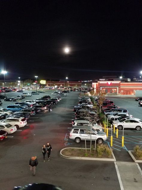 Moon Over the Mall Parking Lot ~ 2019 Mall Parking Lot Aesthetic, Mall Parking Lot, Night Music, Strip Mall, Inner World, Design Posters, Parking Lot, Shopping Center, Graphic Design Posters