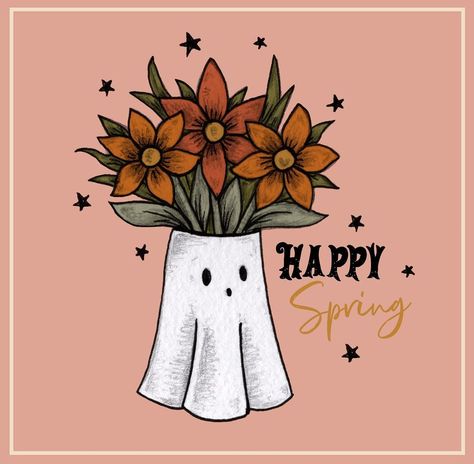 Lydia Leigh on Instagram: “Happy first day of spring! 👻🌿🌼 #springtime #spookyvase #ghostvase #spookyplant #spookycute #spooksandstardust” Spooky Spring, Goth Spring, Happy First Day Of Spring, First Day Of Spring, Halloween Tattoos, Apple Watch Wallpaper, Watch Wallpaper, Season Of The Witch, Spring Art