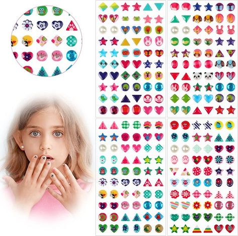 3D Girls Sticker Earrings Sticker Earrings, Gem Stickers, Crystal Stickers, Glitter Crafts, Purple Themes, Glitter Stickers, 3d Stickers, Girl Stickers, Girls Earrings