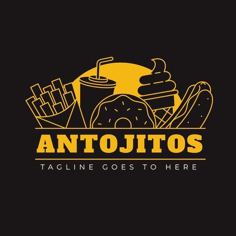 Diseño de logo de antojitos dibujados a ... | Free Vector #Freepik #freevector #logos-personales #logo #diseno-logotipos #logotipo-plantilla Logo Snack, Snack House, Fresh Logo Design, Food Logos, Draw Logo, Fresh Logo, Food Park, Logo Hand, Soft Robes