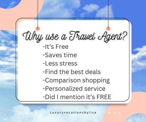 Disney Travel Agent Planners, Travel Consultant Business, Travel Agent Career, Become A Travel Agent, Disney Travel Agents, Travel Life Hacks, Travel Marketing, Dream Travel Destinations, Travel Info