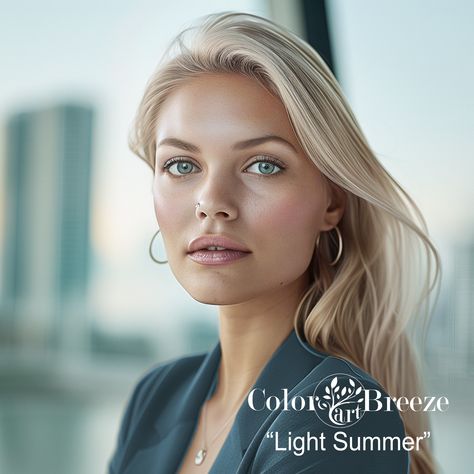 The Light Summer | The lightest summer season is delicate and cool. Light Summer Soft Classic, Light Summer Makeup Looks, Light Summer Celebrities, Soft Summer Eyeshadow, Light Summer Capsule Wardrobe, Light Summer Hair Color, Light Summer Color Palette Makeup, Light Summer Hair, Light Summer Palette