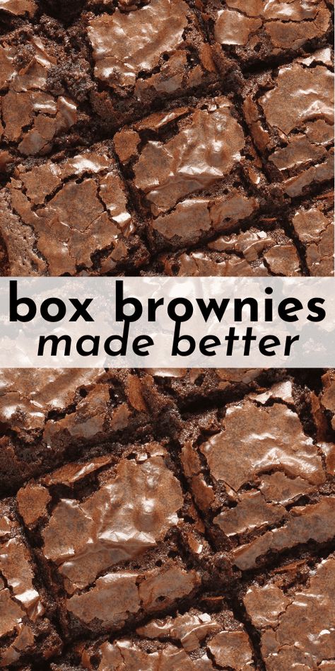 This is our family’s favorite easy brownie recipe! Learn how to make box brownies better with these brownie mix hacks. A few ingredients creates an amazing doctored up brownie recipe from a box. Chewy Brownies From Box How To Make, How To Make A Box Brownie Mix Better, Make Box Brownies Taste Homemade, How To Make The Best Brownies, How To Fancy Up Box Brownies, Better Box Brownies Recipe, Box Brownies Made Better, How To Make Box Brownies Taste Better, Make Brownie Mix Better