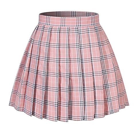 ☆ Plaid Skirt (in Light Pink and Black) ☆ Pink Plaid Skirt, Short Pleated Skirt, White Knee Length Skirt, Pink Pleated Skirt, Pleated Skirt Short, White Pleated Skirt, Girls School, Skirt Short, White Skirt