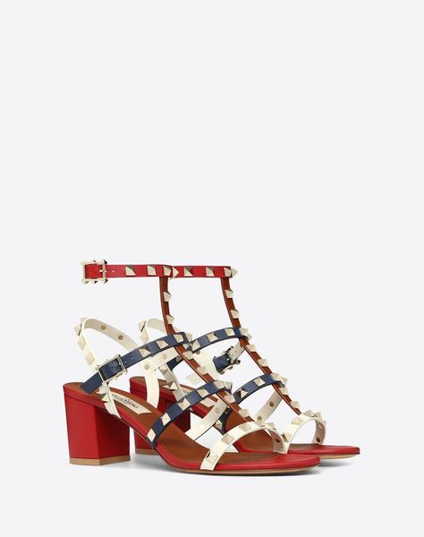 Multicolor Rockstud Caged Sandal 60mm Valentino Rockstud Shoes, Caged Sandals, Valentino Rockstud, Sandals For Women, Valentino Studs, Fashion Girl, Thong Sandals, Online Boutiques, Strap Heels