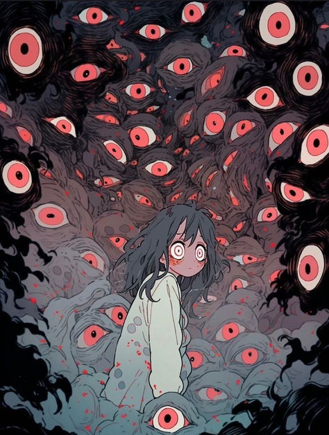 Japanese Horror, Arte 8 Bits, Seni Dan Kraf, Japanese Word, Dark Art Illustrations, Scary Art, Creepy Art, 판타지 아트, I Understand