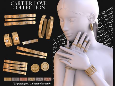 Cartier Love Collection [Earrings, Rings, Bracelet Combinatons] - The Sims 4 Download - SimsDomination Sims 4 Cartier, Cartier Love Collection, 5000 Followers, Sims 4 Nails, Los Sims 4 Mods, Sims 4 Piercings, Sims 4 Tsr, I Screwed Up, Die Sims 4