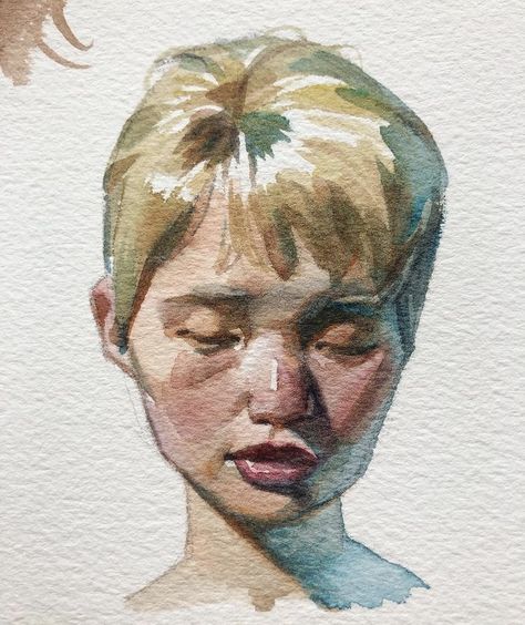 Painting Hair Watercolor, Watercolor Of People, Face Coloring Reference, Painting People Watercolor, Watercolor Face Art, How To Paint Skin Watercolor, Watercolor Painting People, Watercolour Person, Watercolor Art Person