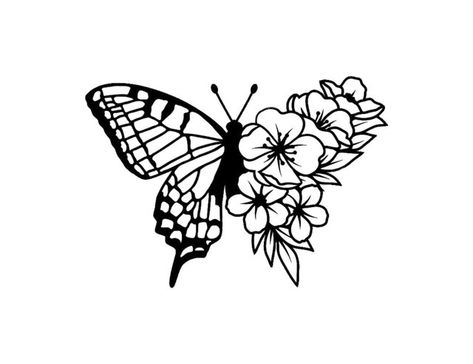 ElleighRay - Etsy Butterfly Half Flower Tattoo, Half Butterfly Half Flower Tattoo, Half Flower Tattoo, Jeep Life Decal, Butterfly Mosaic, Butterfly Svg, Colouring Printables, Celtic Tattoos, Butterflies Svg