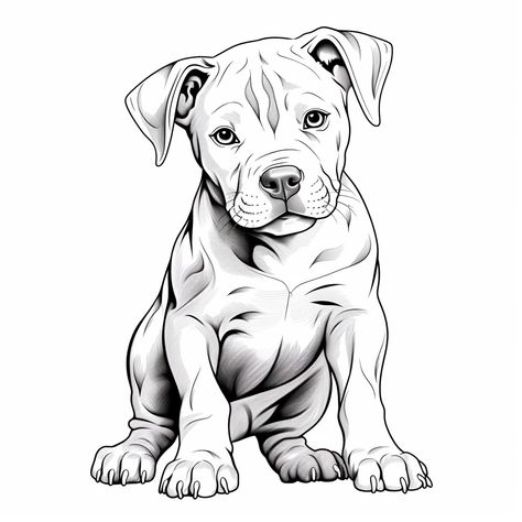 Pitbull Coloring Pages, Dog Tattoo Drawing, Dog Drawing Sketches, Staffy Tattoos, Pitbull Sketch, Pit Bull Drawing, Pitbull Drawing, Pitbull Mix Puppies, Cool Cartoon Drawings