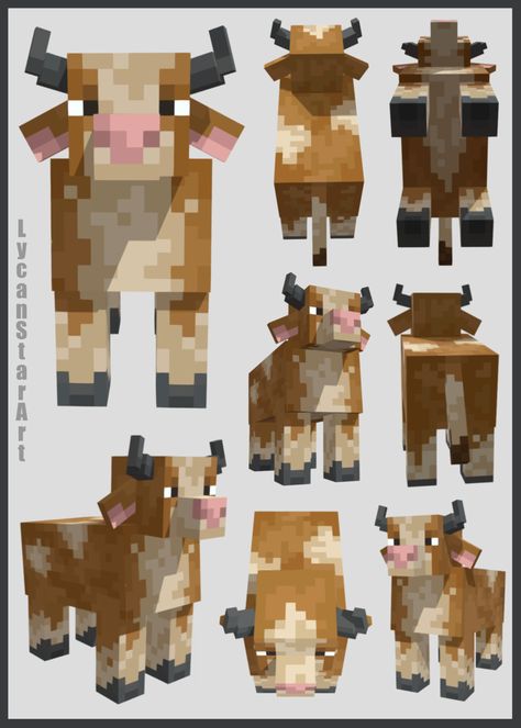 My Rendition of a Minecraft Cow, Lycanstar Art on ArtStation at https://www.artstation.com/artwork/EaK8Ye Minecraft Animal Mods, Minecraft Animal Pens Ideas, Blockbench Minecraft Models, Animal Pen Minecraft, Cow Farm Minecraft, Minecraft Cow Pen, Animal Farm Minecraft, Minecraft Rabbit, Minecraft Animal Pens