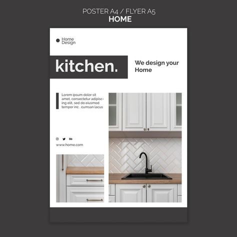 Kitchen Flyer Design, Kitchen Catalogue Design, Kitchen Poster Design, Poster Furniture, Scandinavian Graphic, Marble Interior Design, Catalog Design Layout, Furniture Magazine, Interior Design Template