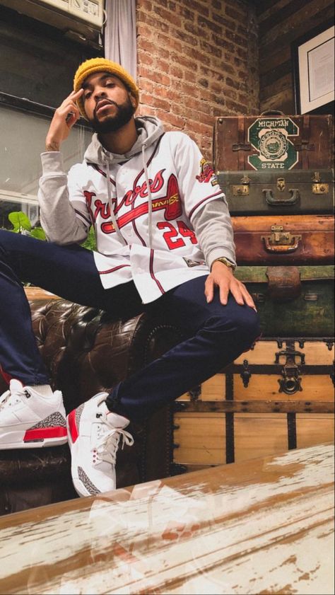 Baseball Style Outfits, Sports Jersey Outfit, Baseball Jersey Outfit, Distressed Outfit, Black Urban Fashion, Sneakers Outfit Men, Trendy Boy Outfits, Black Men Street Fashion, Swag Outfits Men