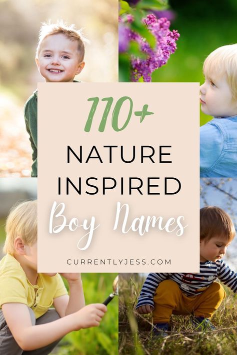 Discover 110+ nature-inspired names for boys with their meanings! From strong and earthy to gentle and serene, find the perfect name that captures the beauty of nature. Explore our comprehensive list of unique and meaningful names inspired by the natural world. Perfect for parents seeking a name with a touch of the outdoors. Nature Name Ideas, Cottagecore Boy Names, Nature Themed Names, Mystical Names For Boys, Nature Boy Names, Meaningful Boy Names, Unique Boys Names, Baby Names Unique Boy, Nature Names For Boys