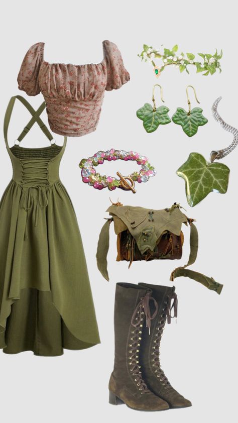 Ren Faire Outfits, Cottagecore Outfit, Fairy Outfit, Fair Outfits, Plants Leaves, Fest Outfits, Clothing Design Sketches, Earthy Outfits, Fairy Clothes