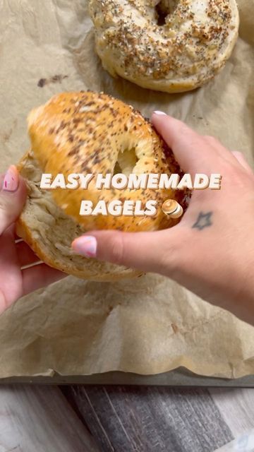 Shalean and Stephanie Ghitis ✨ on Instagram: "🥯EASY HOMEMADE BAGELS🧈 (recipe below) The 2 ingredients bagels are fun and all but they don’t store/last well and there’s nothing quite like a yeast bagel. These are just as easy, I promise! 3/4 cup of water 1 1/4 tsp instant yeast 1 tsp sugar 2 cups bread flour 1 tsp salt Egg wash (optional) Everything bagel seasoning (optional) In a small bowl, warm water up in the microwave for about 20 seconds. Add the yeast and sugar and allow to sit for Yeast Bagels, Easy Homemade Bagels, Bagels Recipe, Everything Bagel Seasoning, Bagel Seasoning, Homemade Bagels, Bagel Recipe, Salted Egg, Cup Of Water