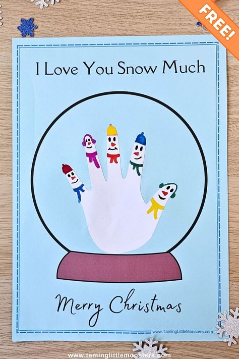 Looking for a fun Christmas art activity? This handprint snowman craft is perfect for preschoolers! Grab the free printable template and create a keepsake that will last for years! Snowman Handprint, Handprint Snowman, Snowman Craft For Kids, Snowman Crafts Preschool, Handprint Art Kids, Winter Crafts For Toddlers, Christmas Handprint Crafts, Snowmen Activities, Free Printable Crafts