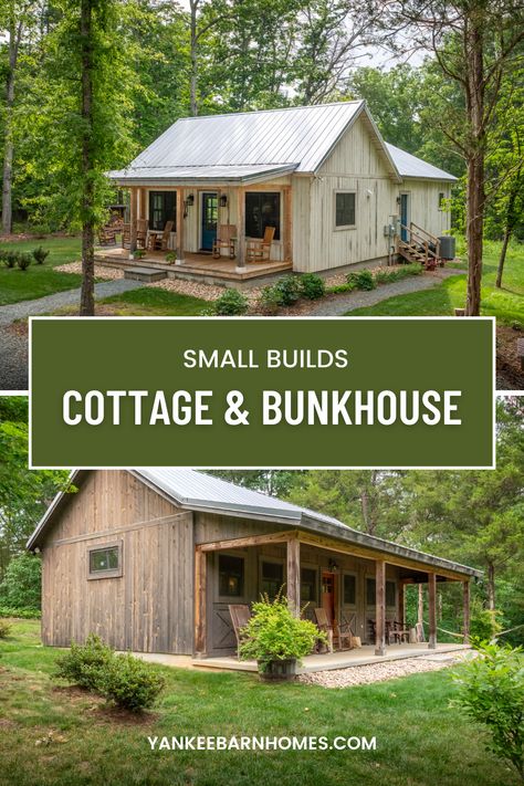 Build Your Own Cottage, Pole Barn Cabin, Small Pole Barn, Yankee Barn Homes, Small Sitting Area, Barn Homes Floor Plans, Split Rock, Converted Barn, Cottage Cabin