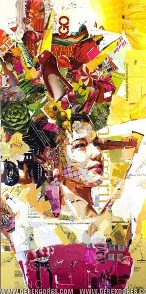 Derek_Gores_collage_14 Derek Gores, Collage Student, Collage Faces, Prints Collage, Paper Paintings, Portraits Ideas, Collage Portrait, Franz Kline, Magazine Collage