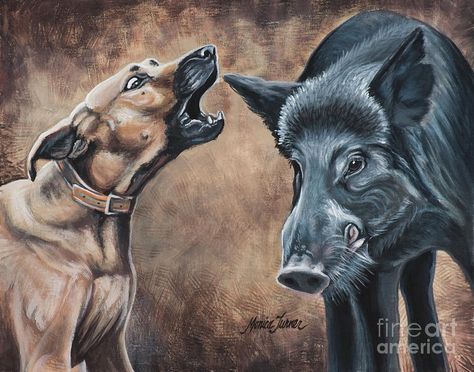 Pig Hunting Dogs, Pit Bull Drawing, Wild Hogs, Wild Boars, Pig Hunting, Hunting Painting, Pig Images, Hunting Tattoos, Boar Hunting