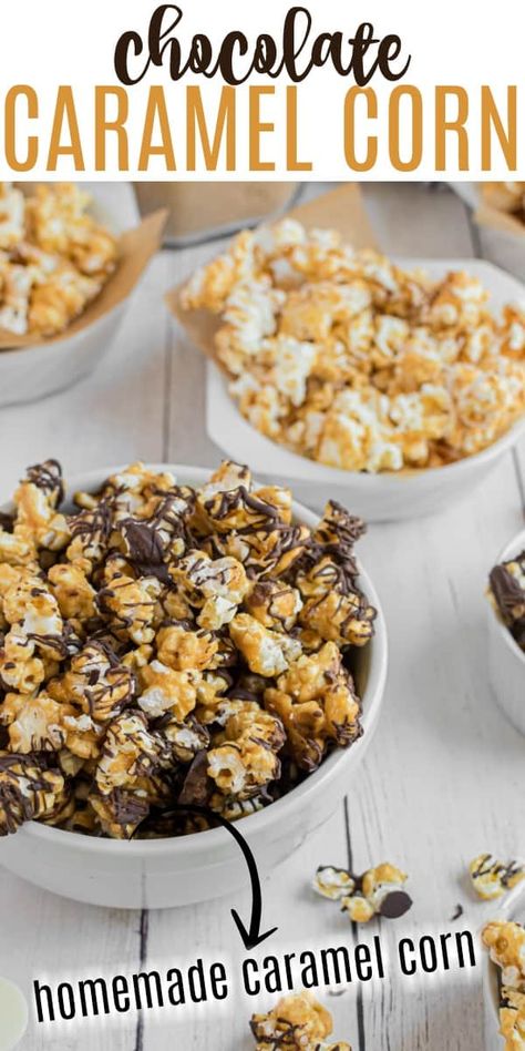 Carmel Corn Recipe, Jello Popcorn, Popcorn Recipes Chocolate, Chocolate Drizzled Popcorn, Homemade Caramel Popcorn, Dips Appetizers, Homemade Caramel Corn, Chocolate Covered Popcorn, Caramel Corn Recipes