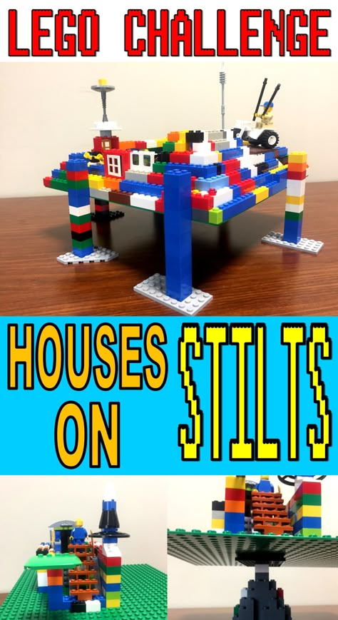 Lego Stem Activities, Houses On Stilts, Lego Stem, House On Stilt, Lego Learning, Minecraft Lego, Library Program Ideas, Instructions Lego, Lego Challenge