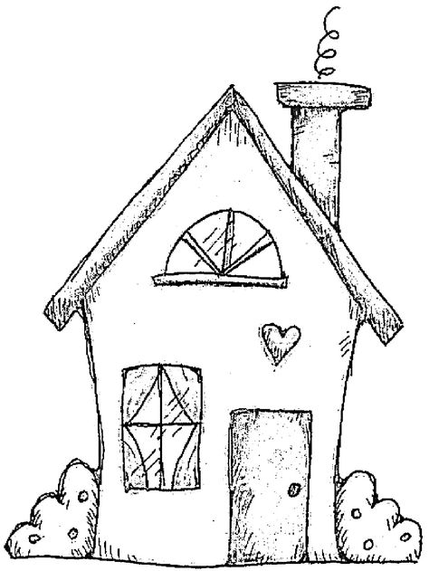 Cottage Line Drawing, Wood House Drawing, Home Drawing, Simple House Drawing, House Drawing For Kids, House Doodle, Art Markers Drawing, Art Matters, Easy Doodle Art